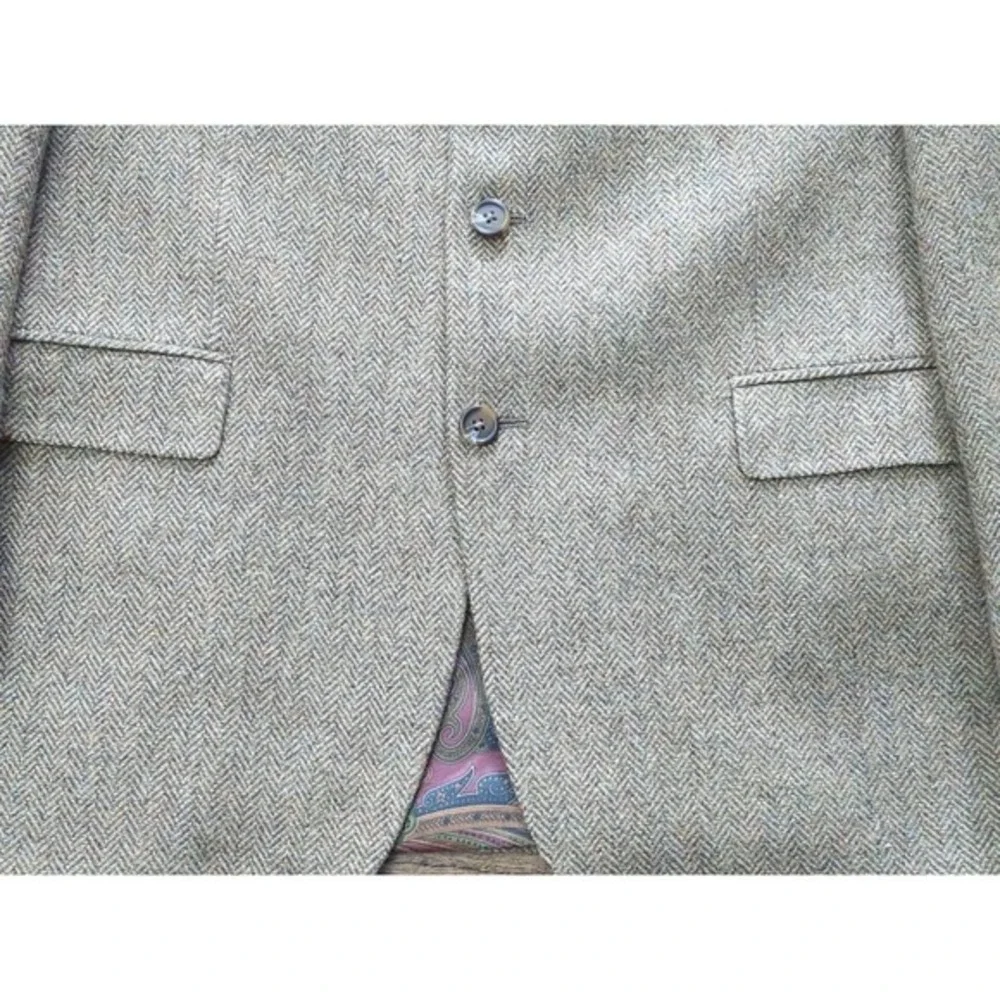 Lauren Ralph Lauren Blazer 44R Brown Herringbone 100% Wool Canada Union Made '98